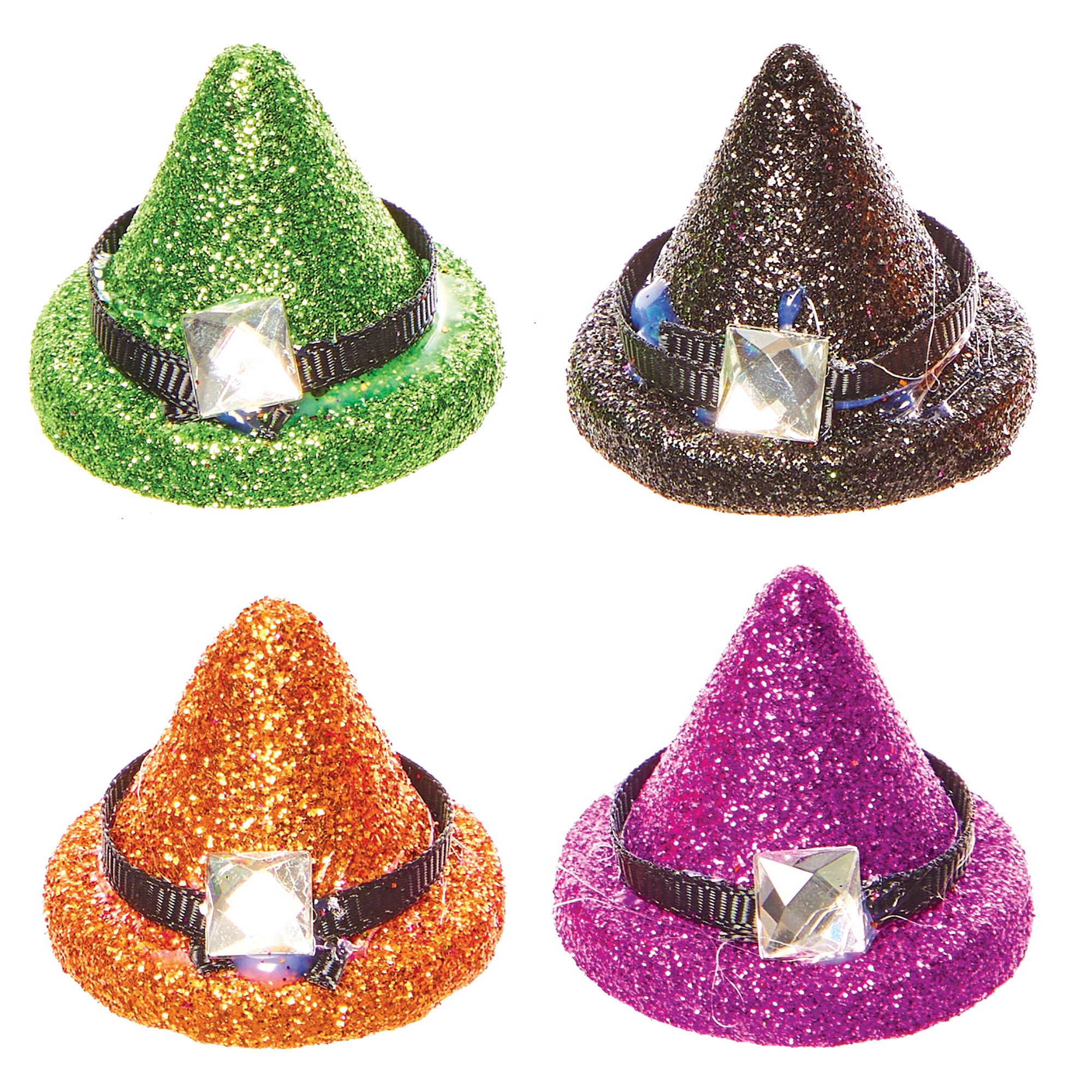 Baker Ross FX600 Glitter Witch Hat Decorations - Pack of 10, Halloween Decorations for Arts and Crafts