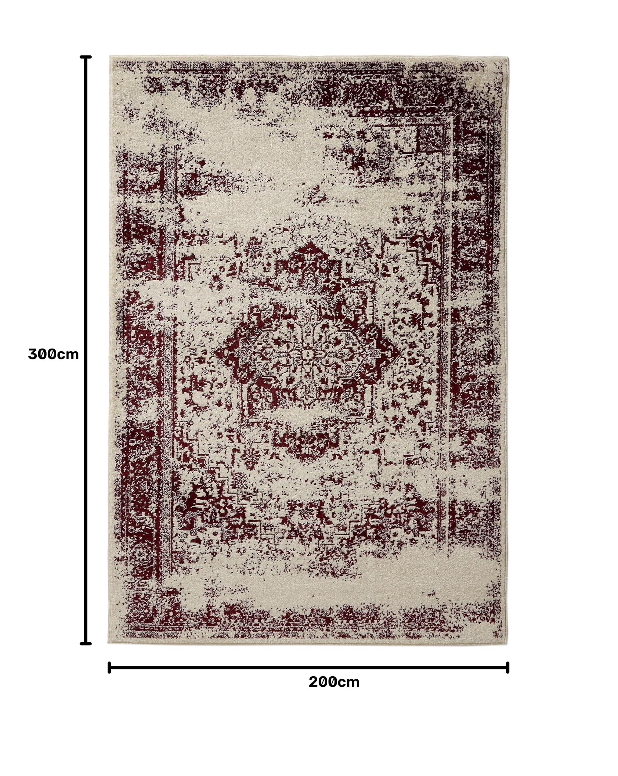 benuta Basic Teppich Suki - Creme/Rot 200x300 cm - Kunstfaser - Rechteckig & im Style: Vintage, Orient Style - Pflegeleicht für Wohnzimmer Schlafzimmer