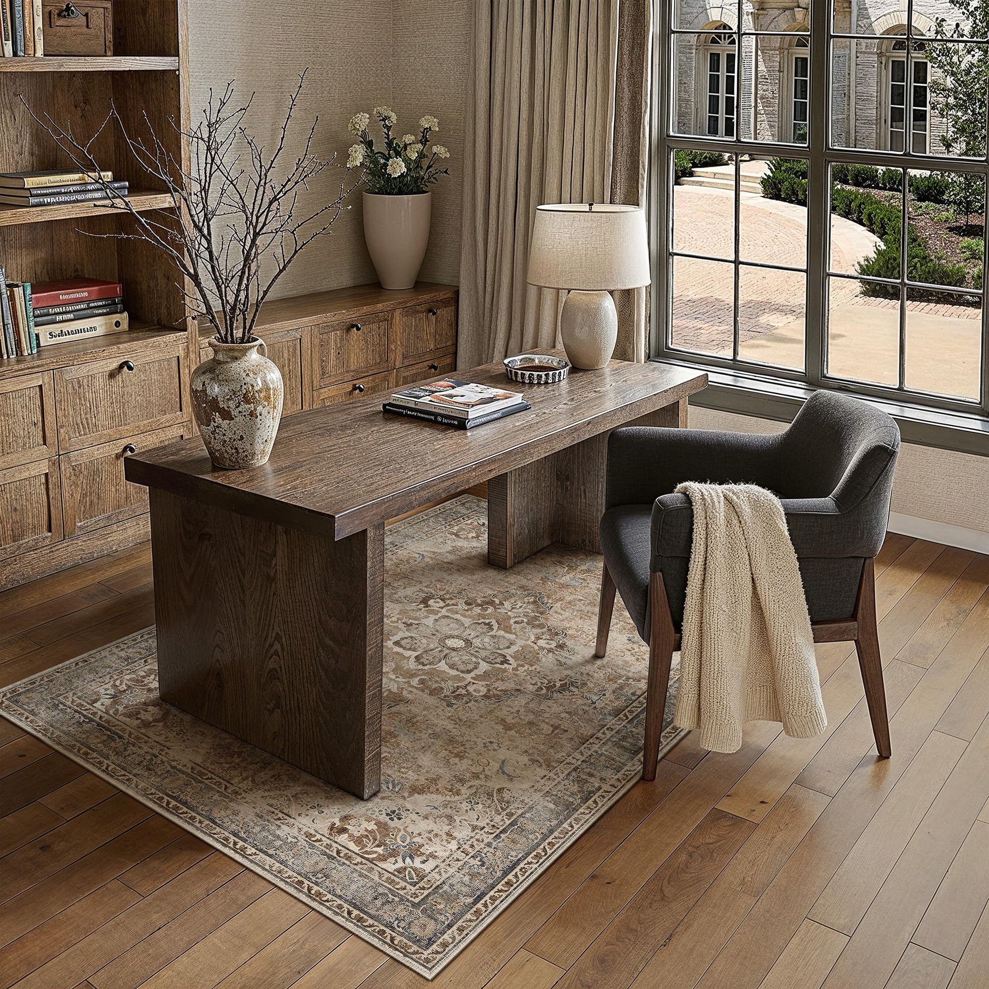 PureCozy Tappeto 120x170cm Antiscivolo Lavabile In Lavatrice Salotto Camera Da Pranzo Tappeti Pelo Corto Carpet,Marrone