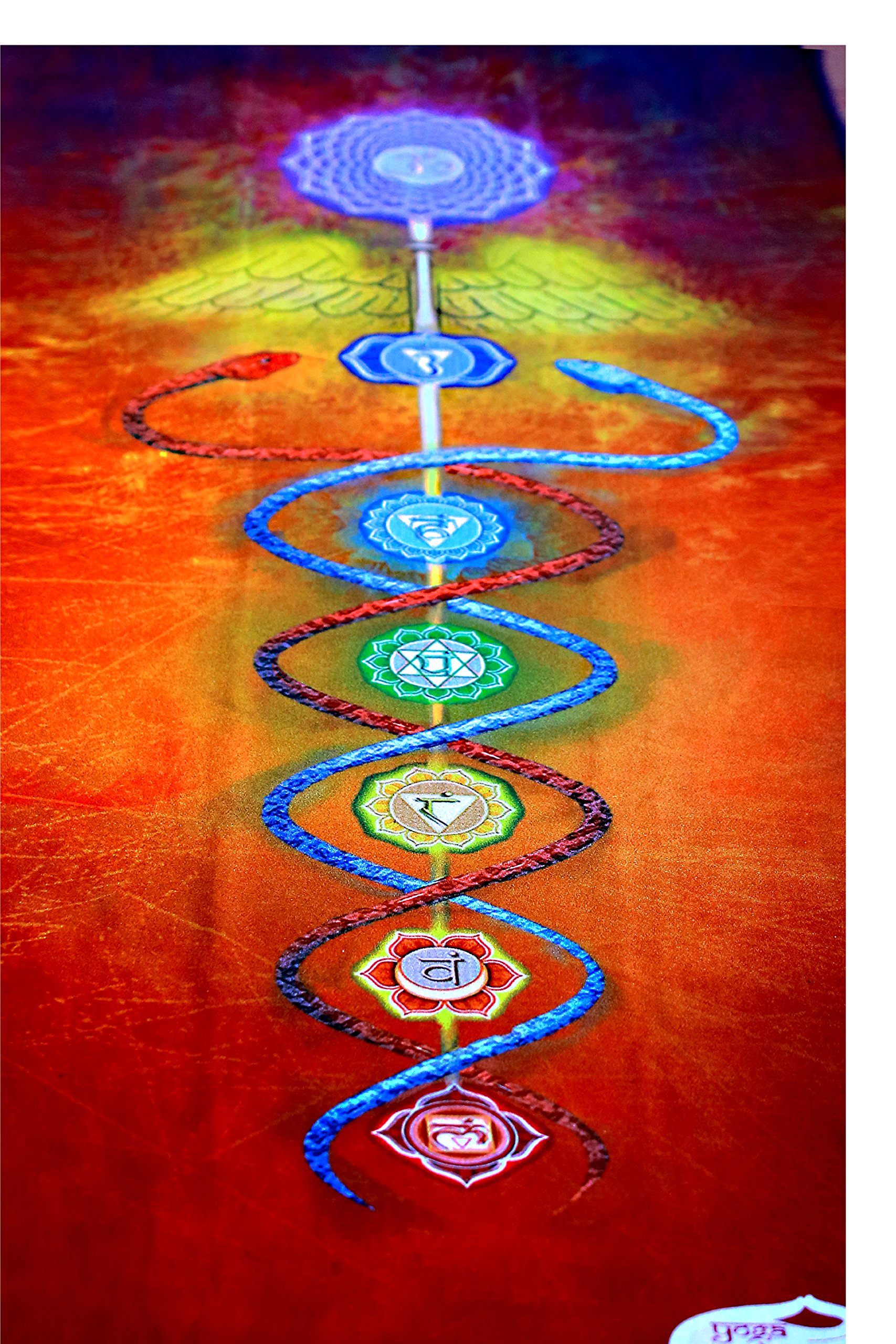 YogaVedic Chakra Towel for Yoga, Pilates & Meditation | Sweat Absorbent Non-Slip Microfiber, Stabilizing Corner Pockets | Enhance Poses, Enjoy A Powerful Spiritual Charge