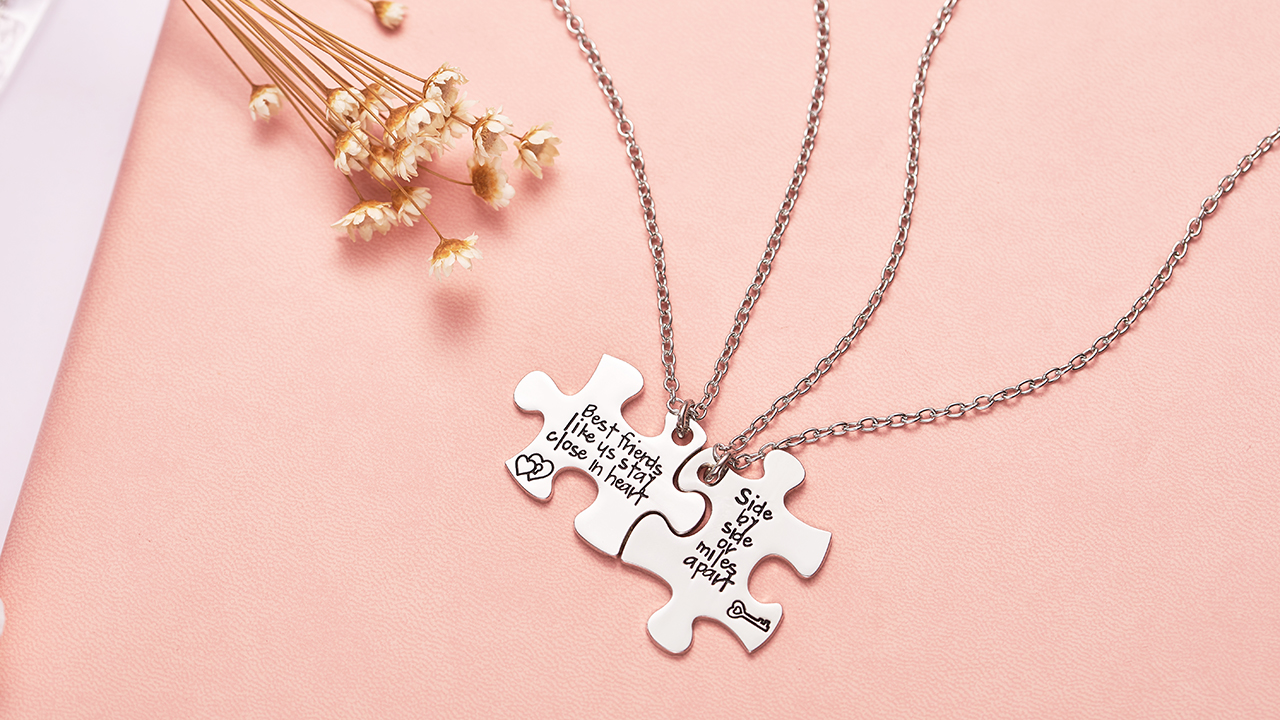 Amazon.com: Melix Home Friendship Necklace for 2 Side by Side Best