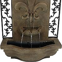 Vista 6 de Sunnydaze French Lily - Fuente de agua de pared Polystone de 33 pulgadas para exteriores, bomba sumergible eléctrica, acabado de piedra florentina