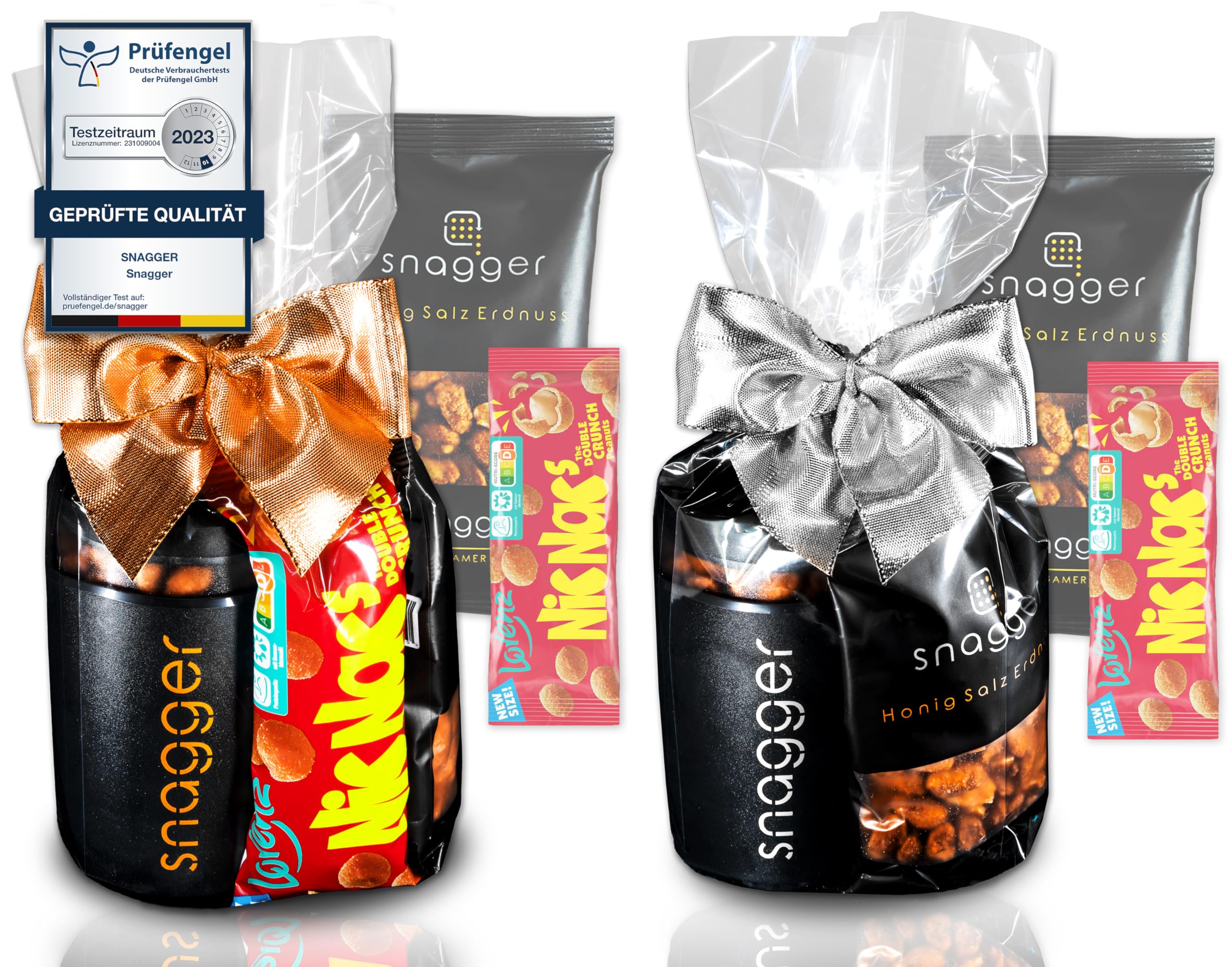 Snagger Geschenk-Set Snackspender für Erdnüsse NicNacs Gamer Geschenk inkl. snaggz+