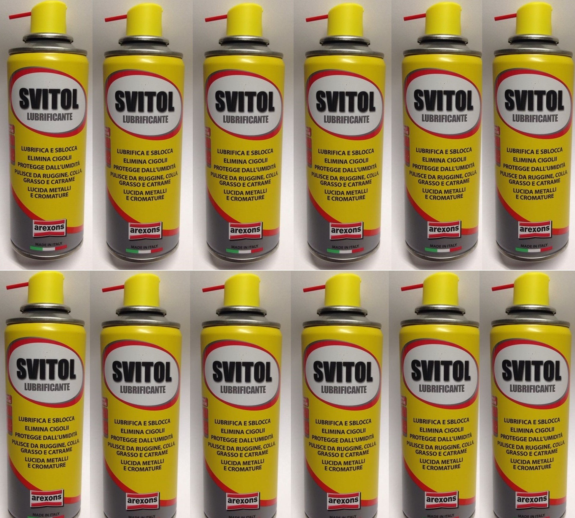 SVITOL LUBRIFICANTE ANTI-RUGGINE UMIDITA LUCIDA METALLI CROMATURE N. 12 PEZZI