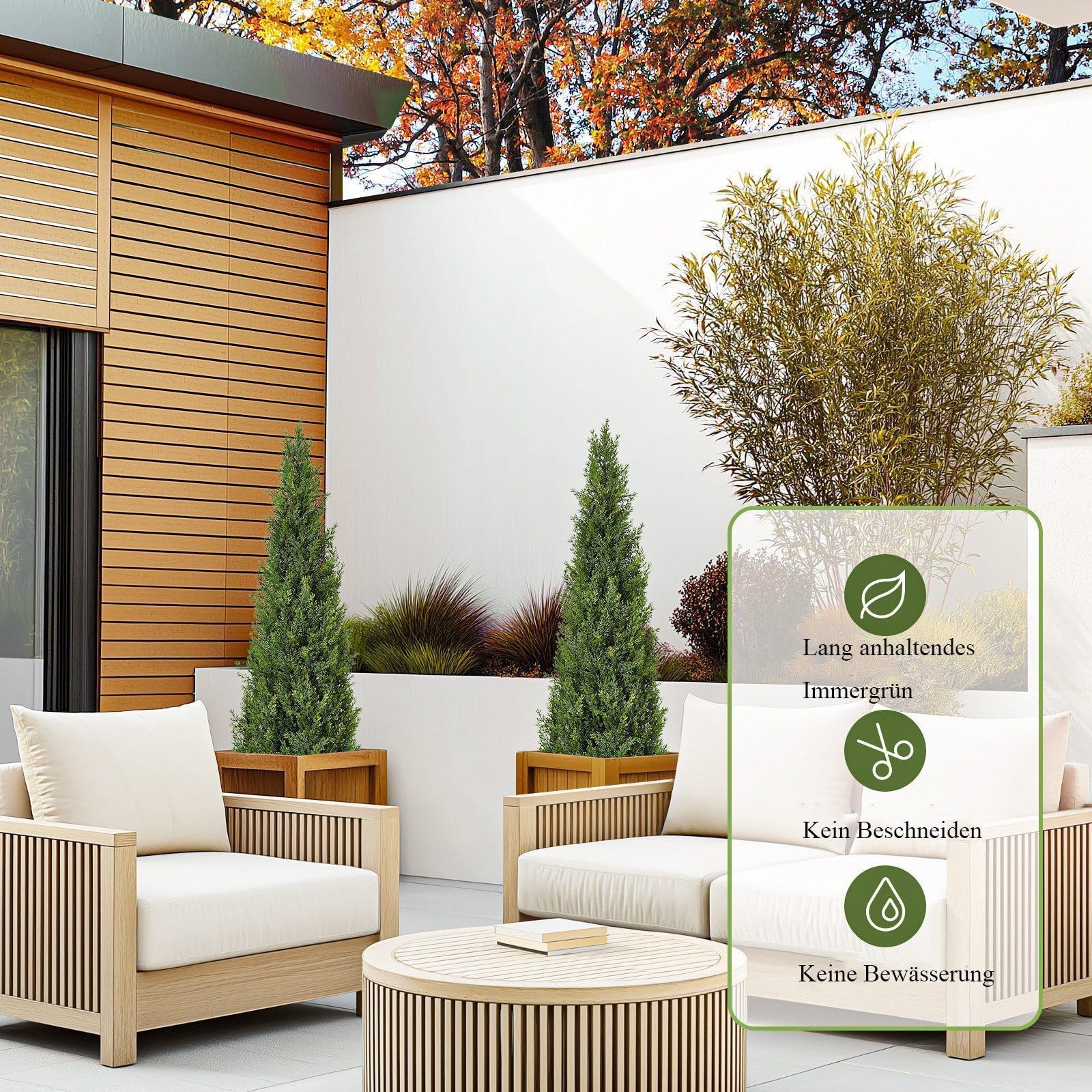 IDEALHOUSE Kunstzypresse 2er 120cm Für Innen & Außen, Balkon, Terrasse