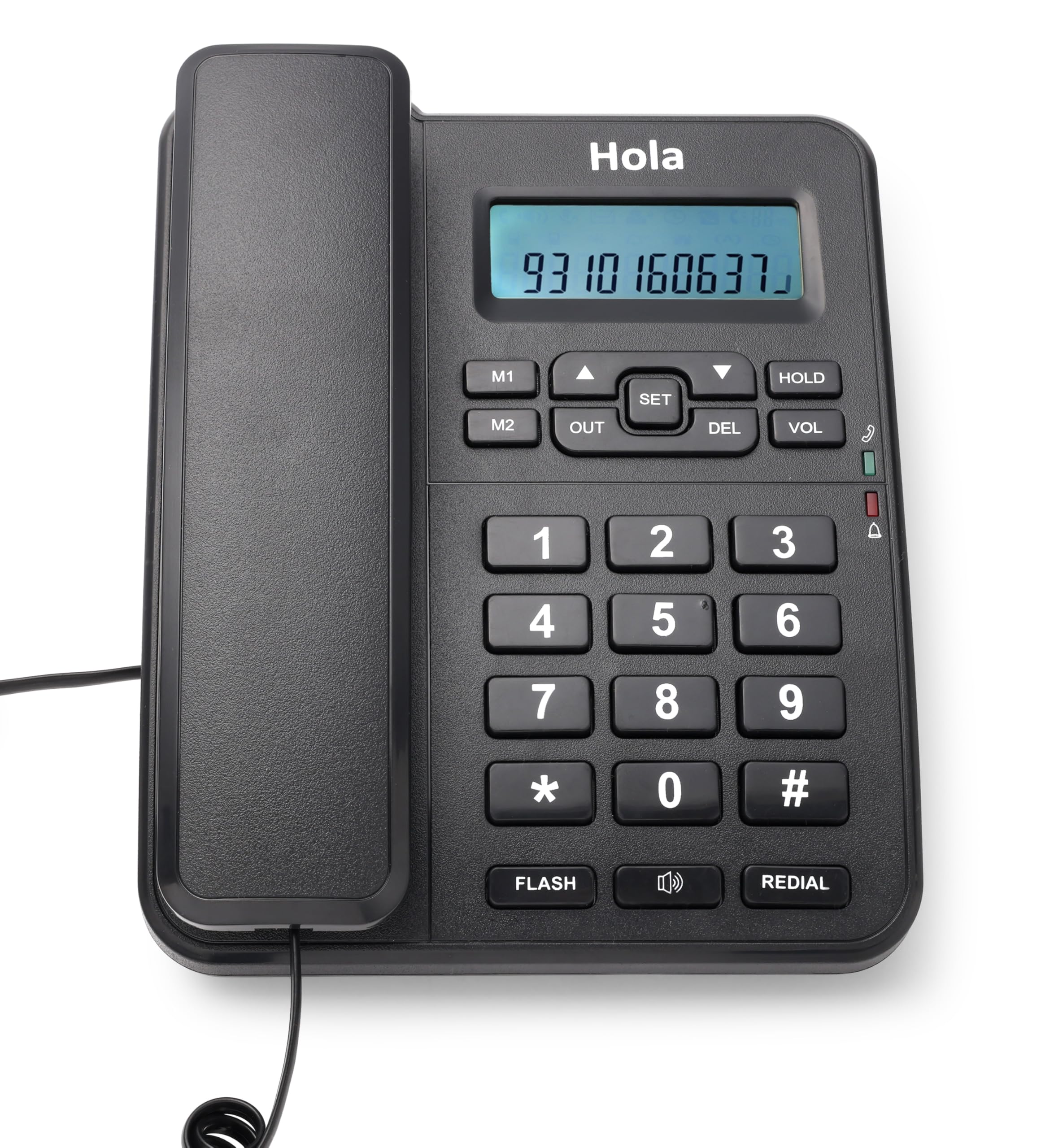 Hola TF 630 Corded Telephone, Caller ID Display, 2-Way Speaker, Desk/Wall Mount, Black