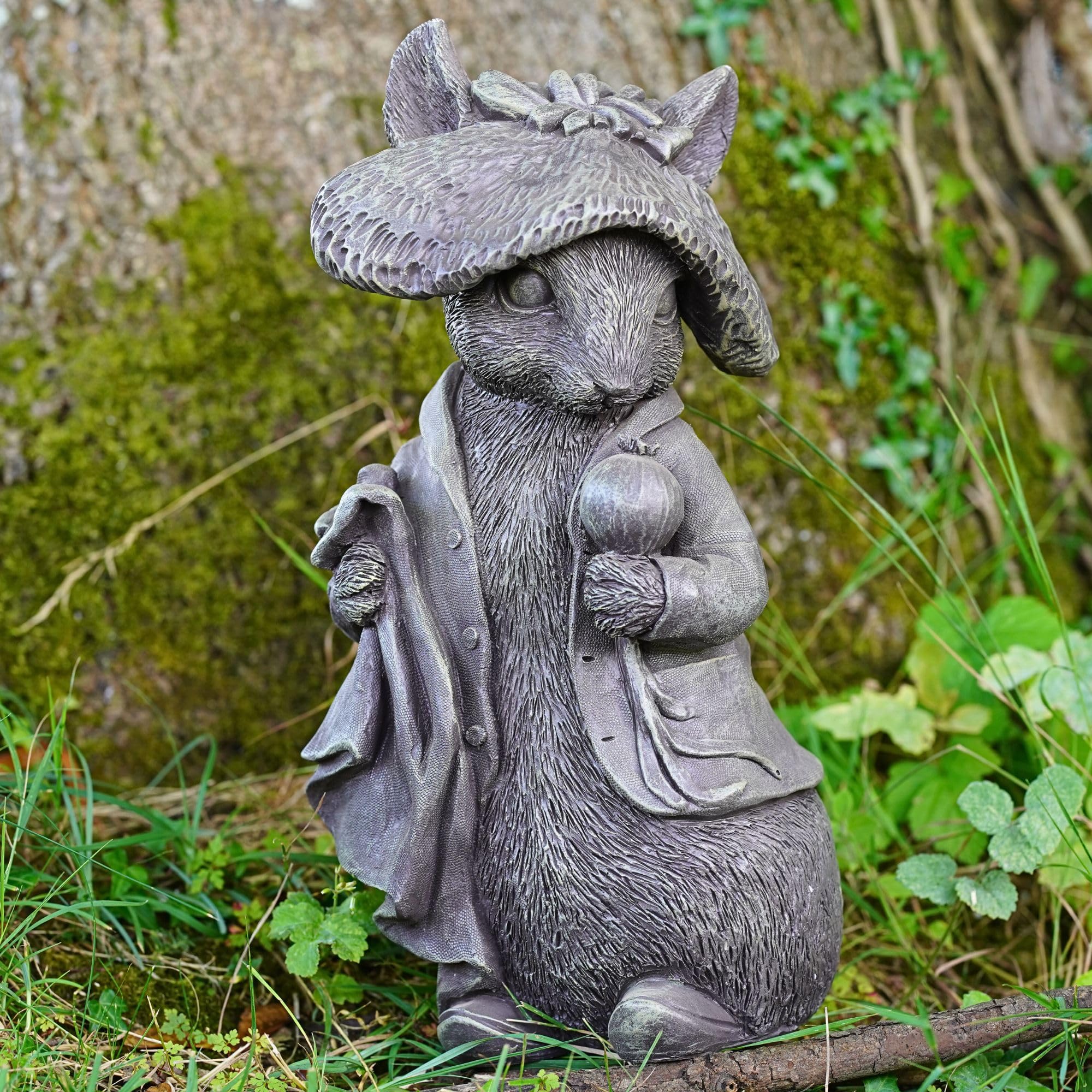 Burgess Home & Garden Bronze Benjamin Bunny Garden Ornament Beatrix Potter Peter Rabbit Resin Outdoor Statue Sculpture Hare Decoration Large Home Decor