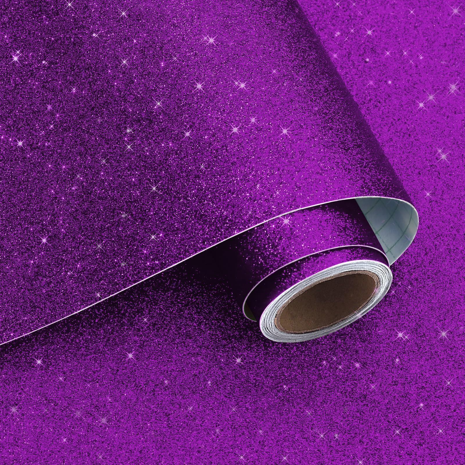 VaryPaper Deep Purple Glitter Peel and Stick Wallpaper 40cmx200cm Removable Glitter Sticky Back Plastic Purple Sparkle Wallpaper for Bedroom Bathroom Thick Lining Paper Cupboard Shelves Furniture Wrap