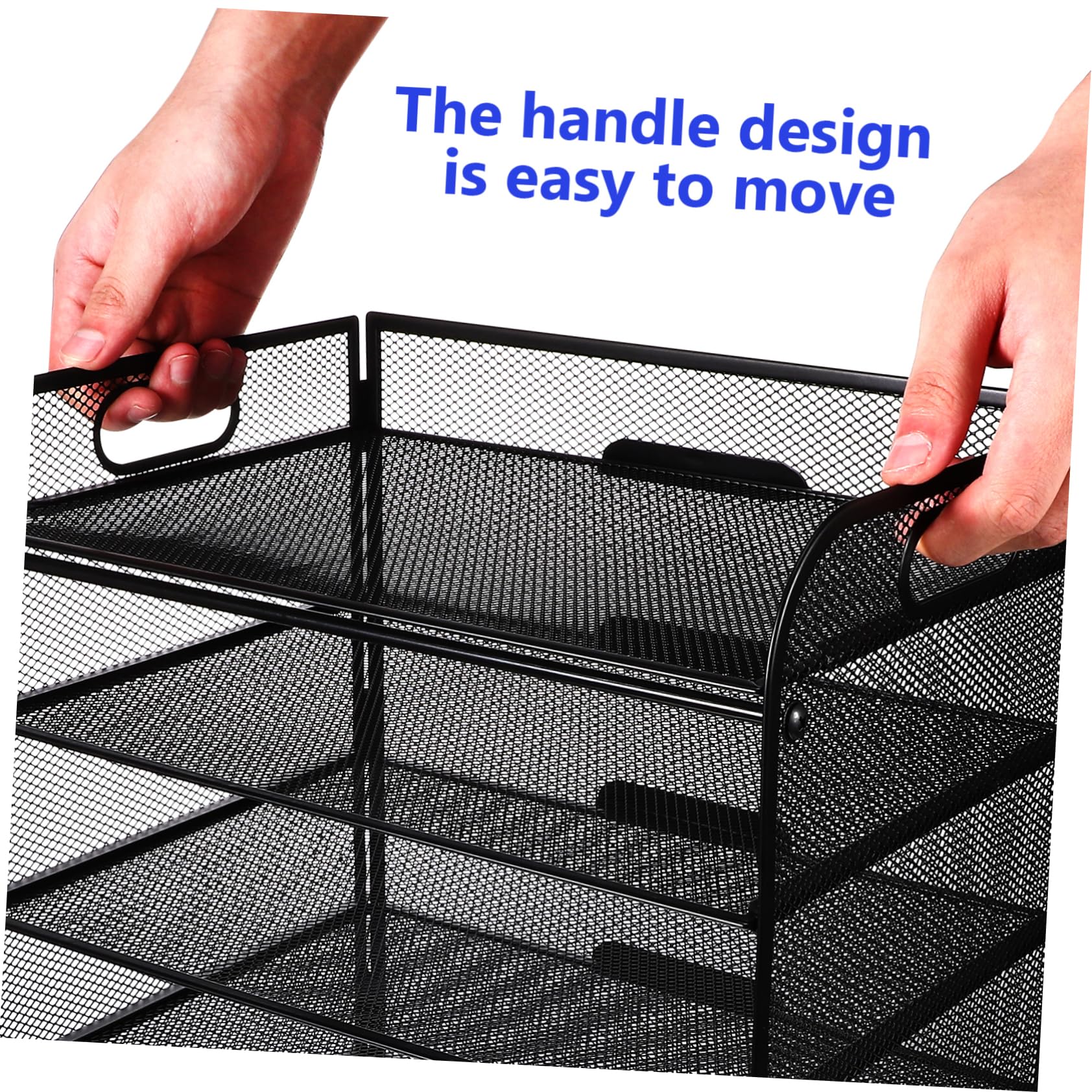 PLAFOPE Portadocumenti Design a Rete Organizzatore da Tavolo Nero in Acciaio al Carbonio a 5 Livelli Facile da Trasportare, per Ufficio e Scrivania Desktop
