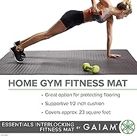 Vista 4 de Gaiam Essentials Tapete de ejercicio entrelazado, azulejos cuadrados de espuma de rompecabezas para gimnasio en casa, tapete de entrenamiento
