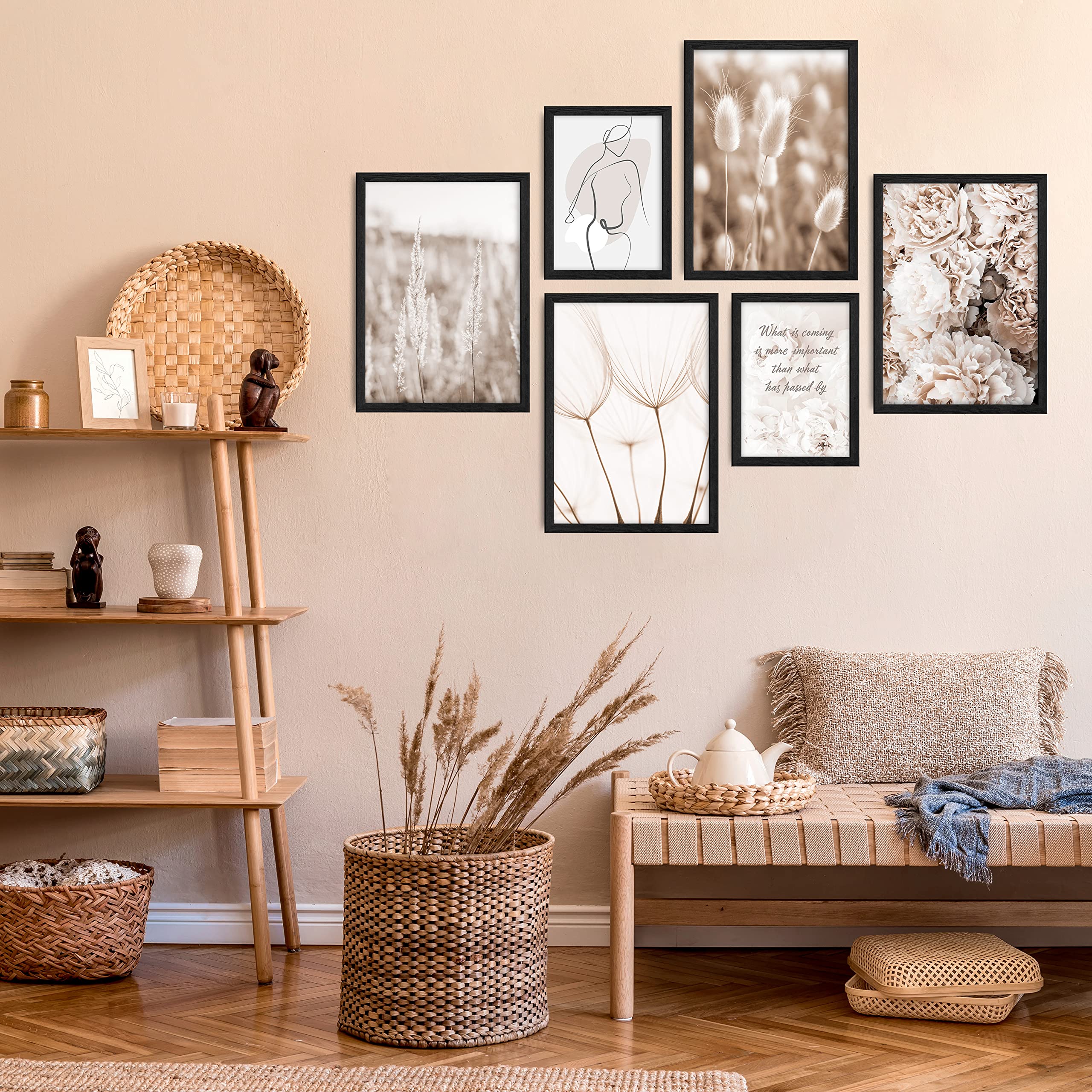 Boho Poster Set - 6 Kunstdrucke Ohne Rahmen Für Wohnzimmer & Schlafzimmer