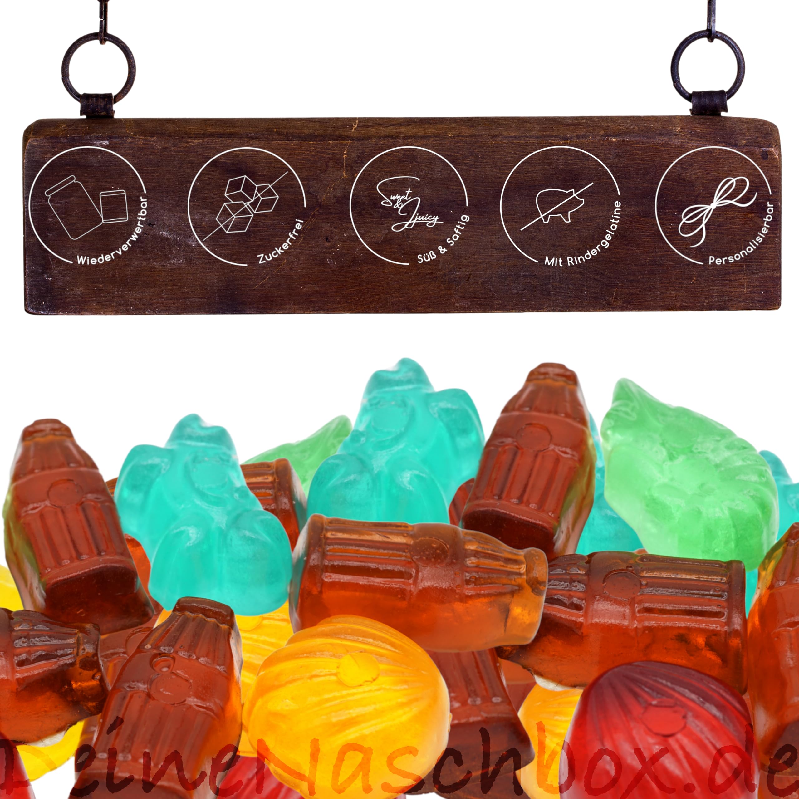 Deine Naschbox | Zuckerfreier Fruchtgummi 2er Mix#2 | 2kg Big Pot | XXL Großpackung für Party, Candybar & als Geschenk - Cola & Frucht - Saftig