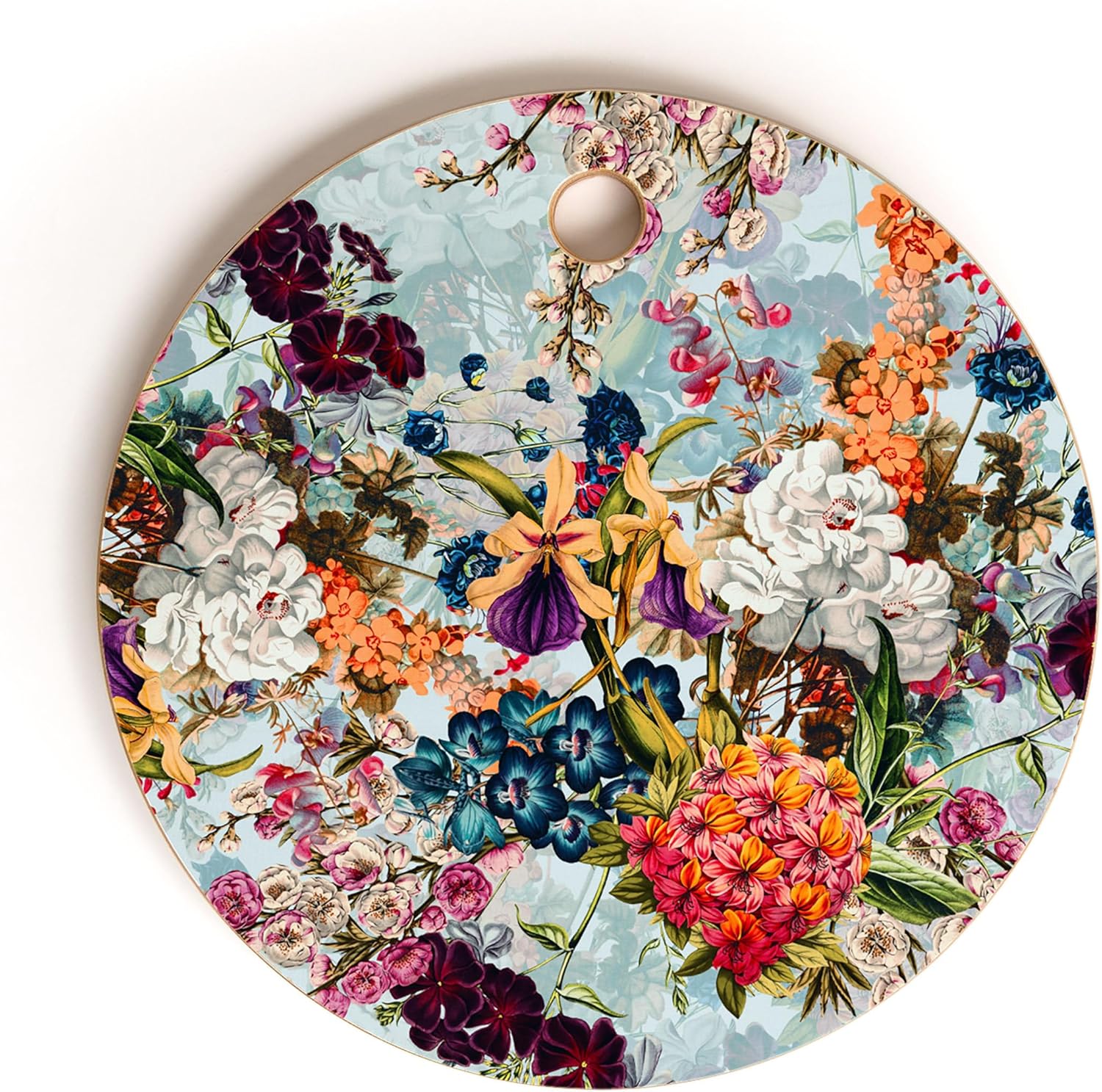 Society6 Bamboo Cutting Board- Kitchen Decor by Burcu Korkmazyurek - Unique Cutting Boards for Kitchen, 11.5" x 11.5" x 0.5", Summer Botanical Garden VIII