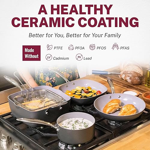 Miniatura 4 de Granitestone Juego de ollas y sartenes de cerámica antiadherentes, juego de utensilios de cocina de cocina, ollas y sartenes antiadherentes +