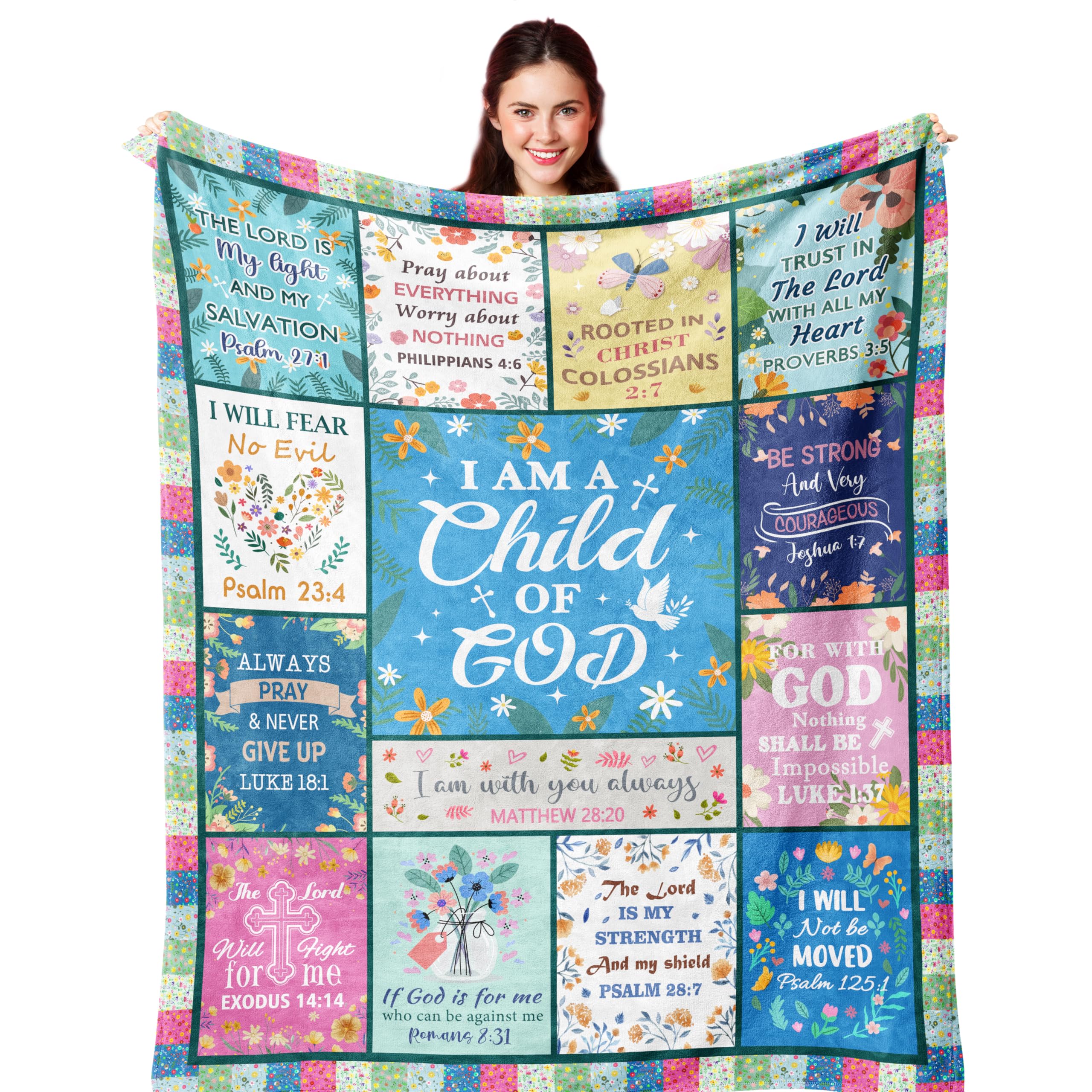 Nicetous Christian Gifts for Women, Christian Blanket with Bible Verse 50x60in, Religious, Inspirational, Spiritual Gifts for Friend, Mom, Sister, Daughter, I am A Child of God Soft Throw Blanket