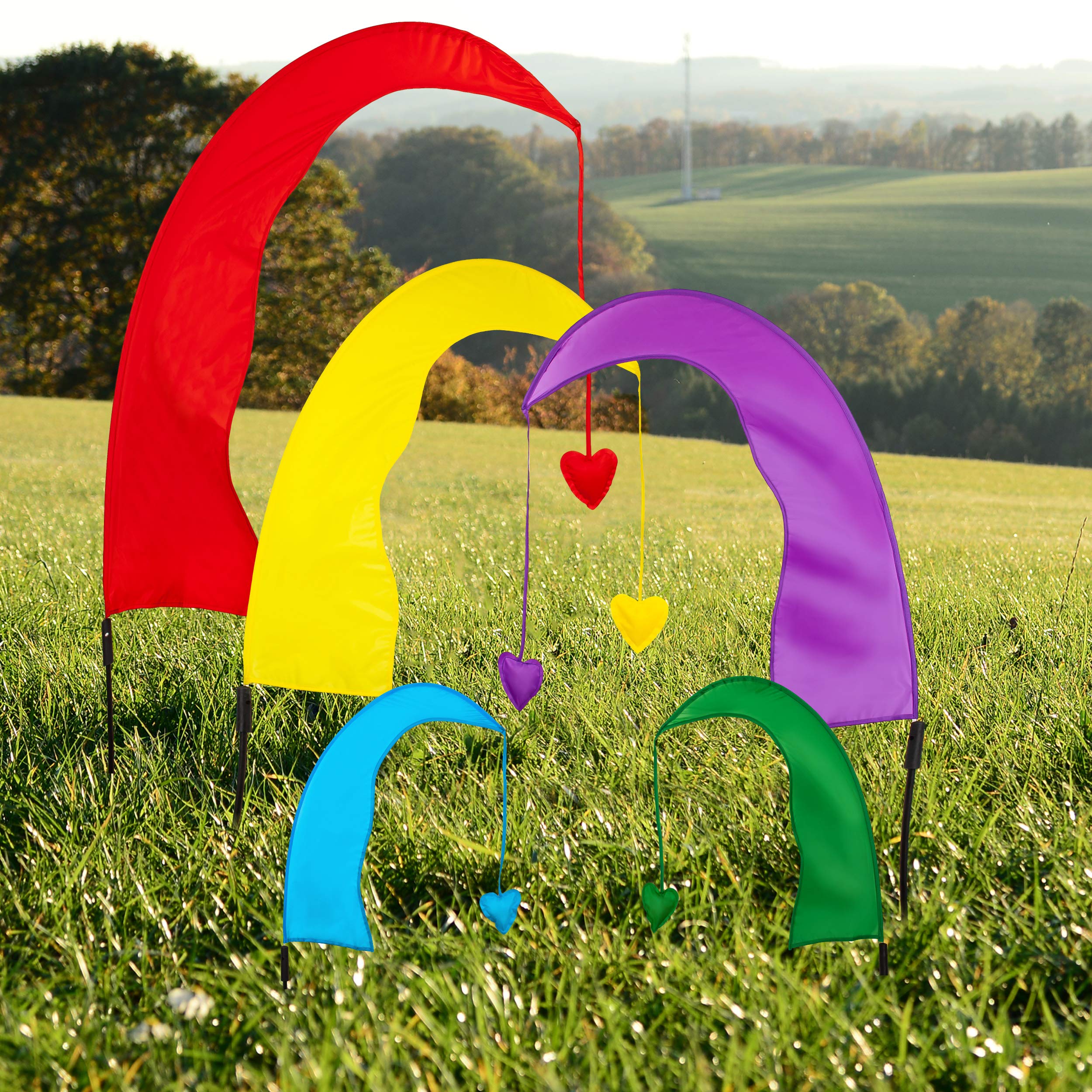 5 Stück: XXL - 2,2 m - Windfahne/Balifahne - bunte Farben - mit Fahnenstange - Windrichtungsanzeige - aus Nylon/Flagge Windrichtungsanzeiger - für Außen -..