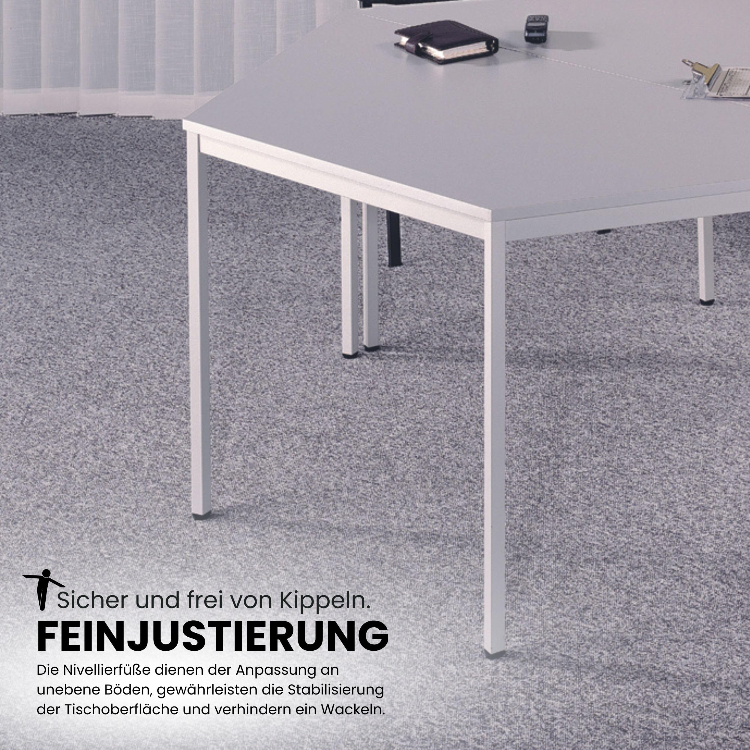 bümö Tisch, Multifunktionstisch 160 x 80 cm in grau - Besprechungstisch, Konferenztisch, Meetingtisch, Mehrzwecktisch, Pausentisch, Besprechungsraum, Meetingraum, Pausenraum