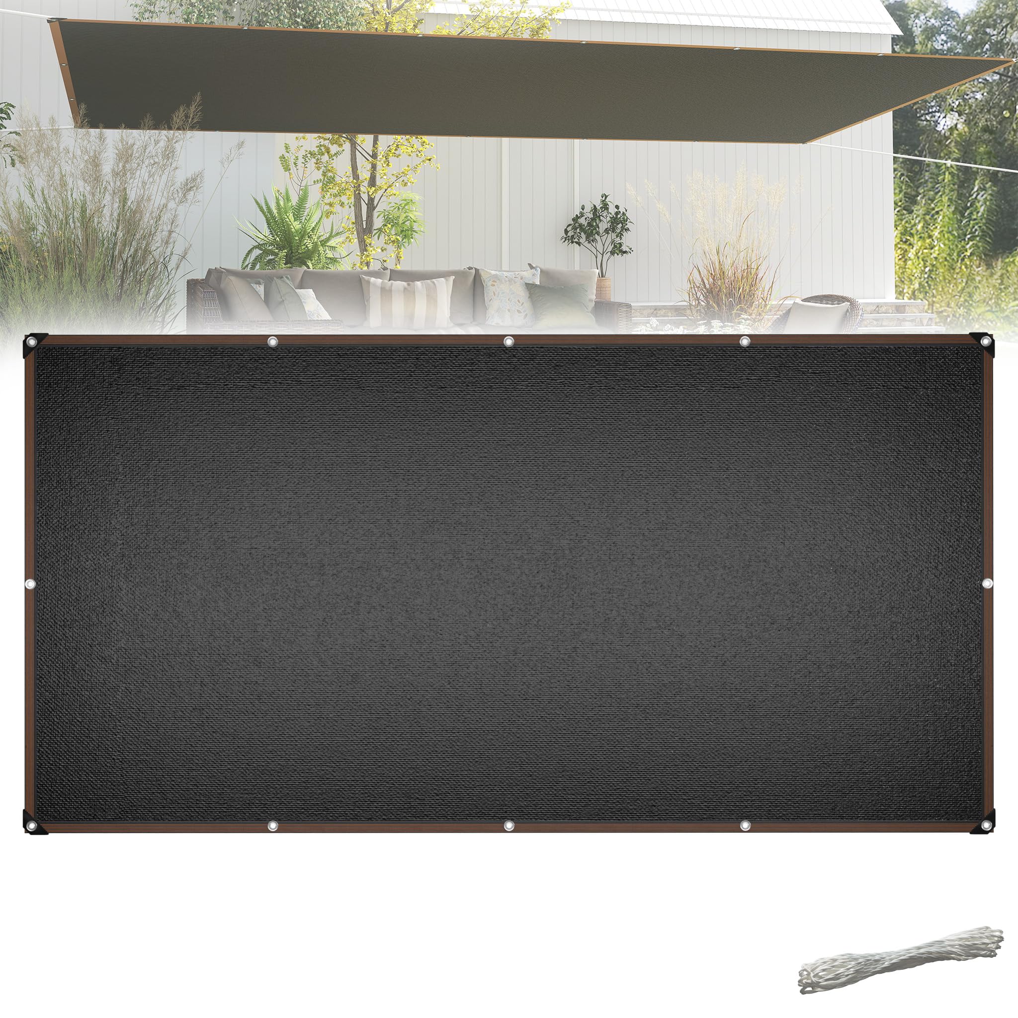 YRHome Sonnensegel 2x4m Rechteckig UV-Schutz 95% Winddurchlässig Robust für Garten Terrasse Balkon aus reißfestem HDPE mit 12m Seilen Anthrazit