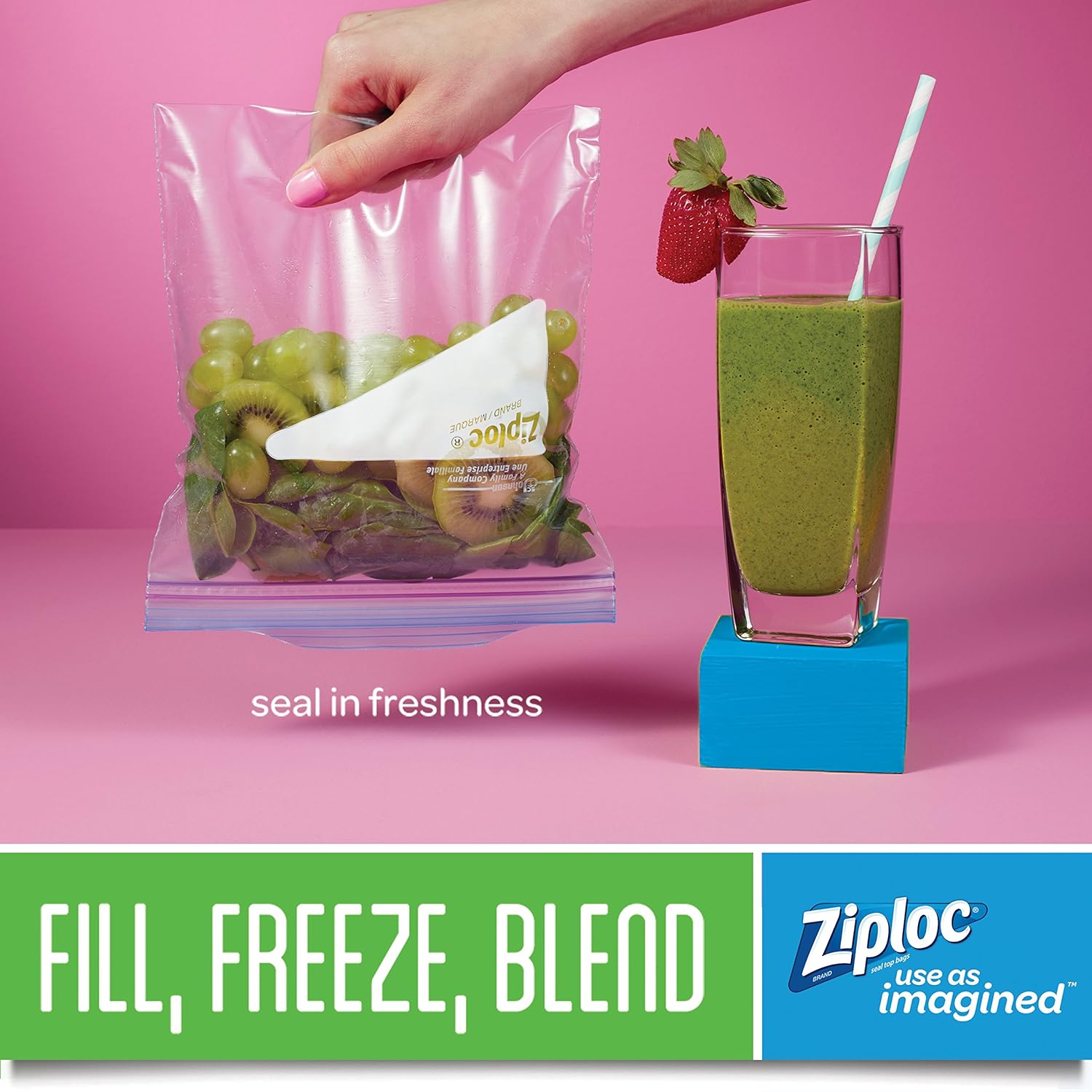 Ziploc Freezer Bag, Pint, 20-Count (Pack of 12)