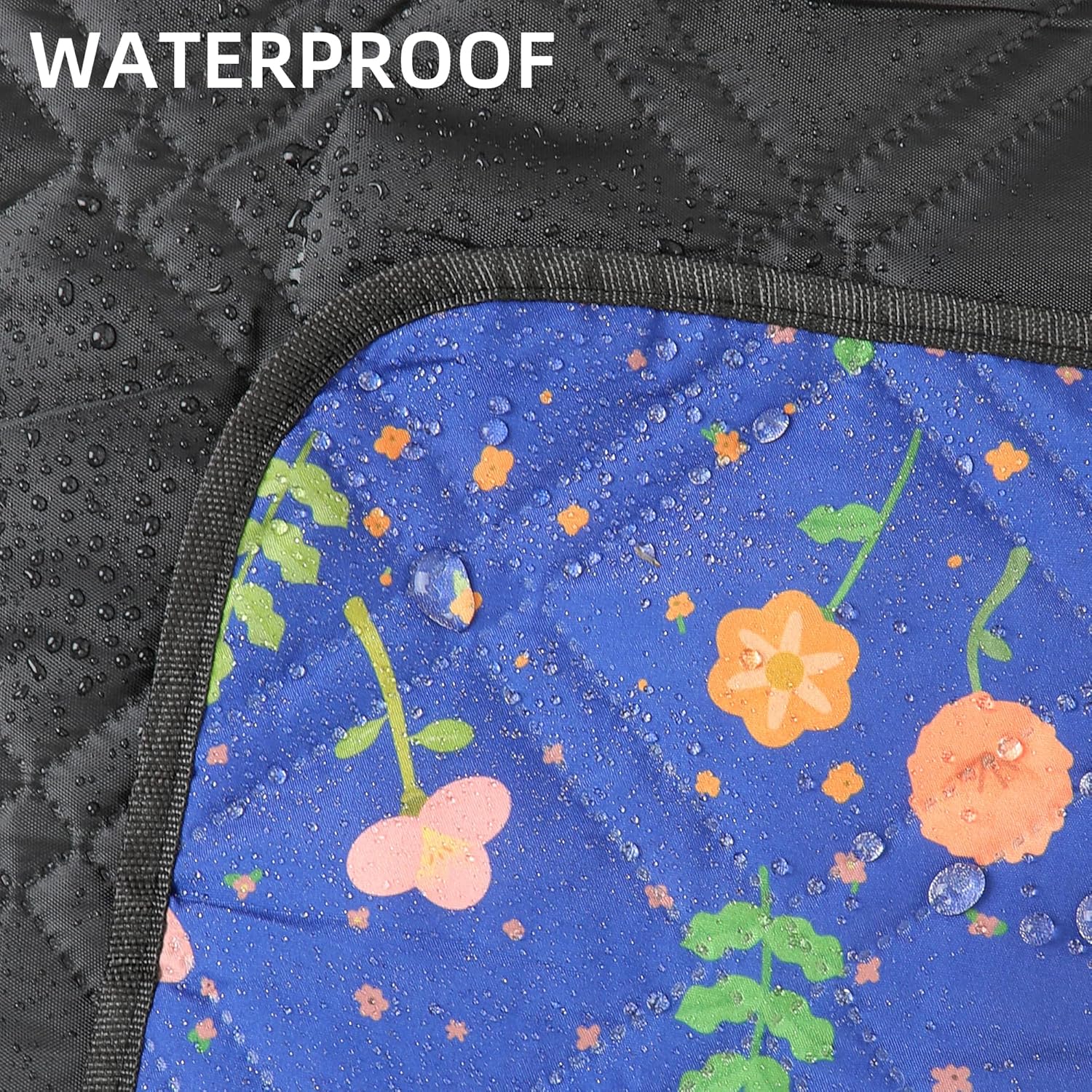 Outdoor Picnic Blanket Blue Floral 60"x80" Sandproof Beach Blanket Waterproof Picnic Blankets Foldable for Caming, Beach, Outdoor Activities. - Image 4