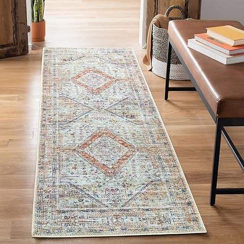 Miniatura 9 de Bloom Rugs Alfombra lavable antideslizante de 5 x 7 pies - Alfombra tradicional color duraznobeige para sala de estar, dormitorio, comedor y cocina,