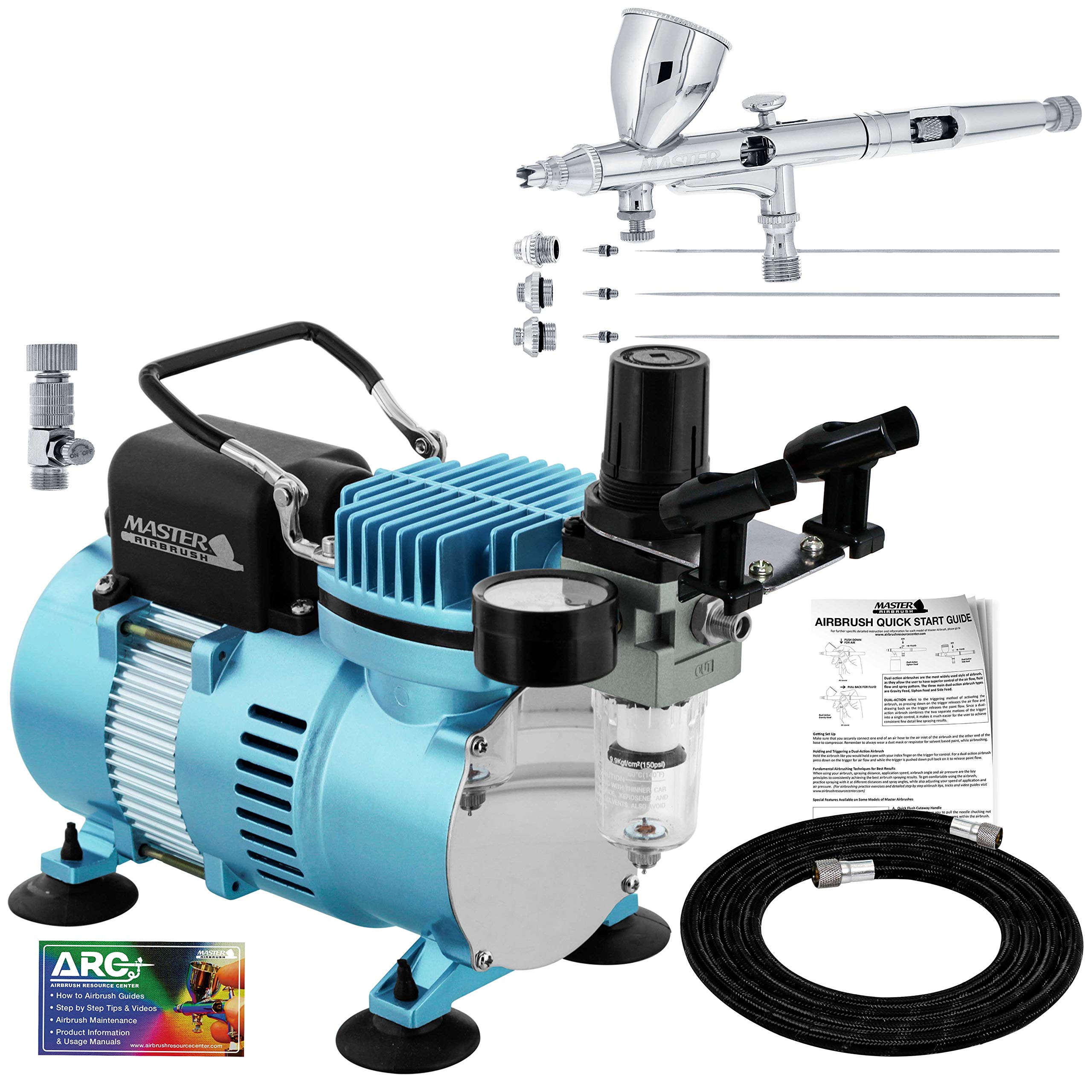  Master Airbrush Cool Runner II Dual Fan Air Compressor System Kit for Hobbyists and Automotive Enthusiasts
| Master Air