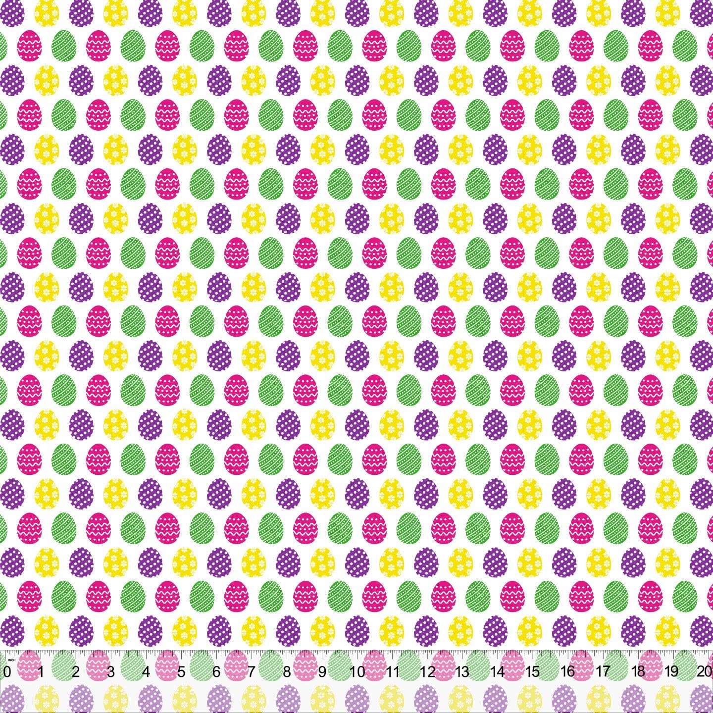 Easter Designs Milliken Fabric 60" Wide Sold by The Yard (Colorful Easter Eggs)