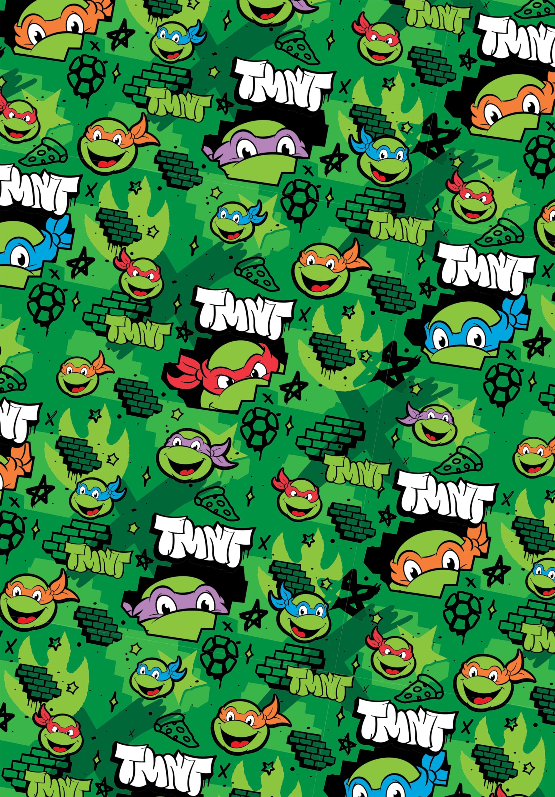 Teenage Mutant Ninja Turtles 2 Sheets & 2 Tags Gift Wrap