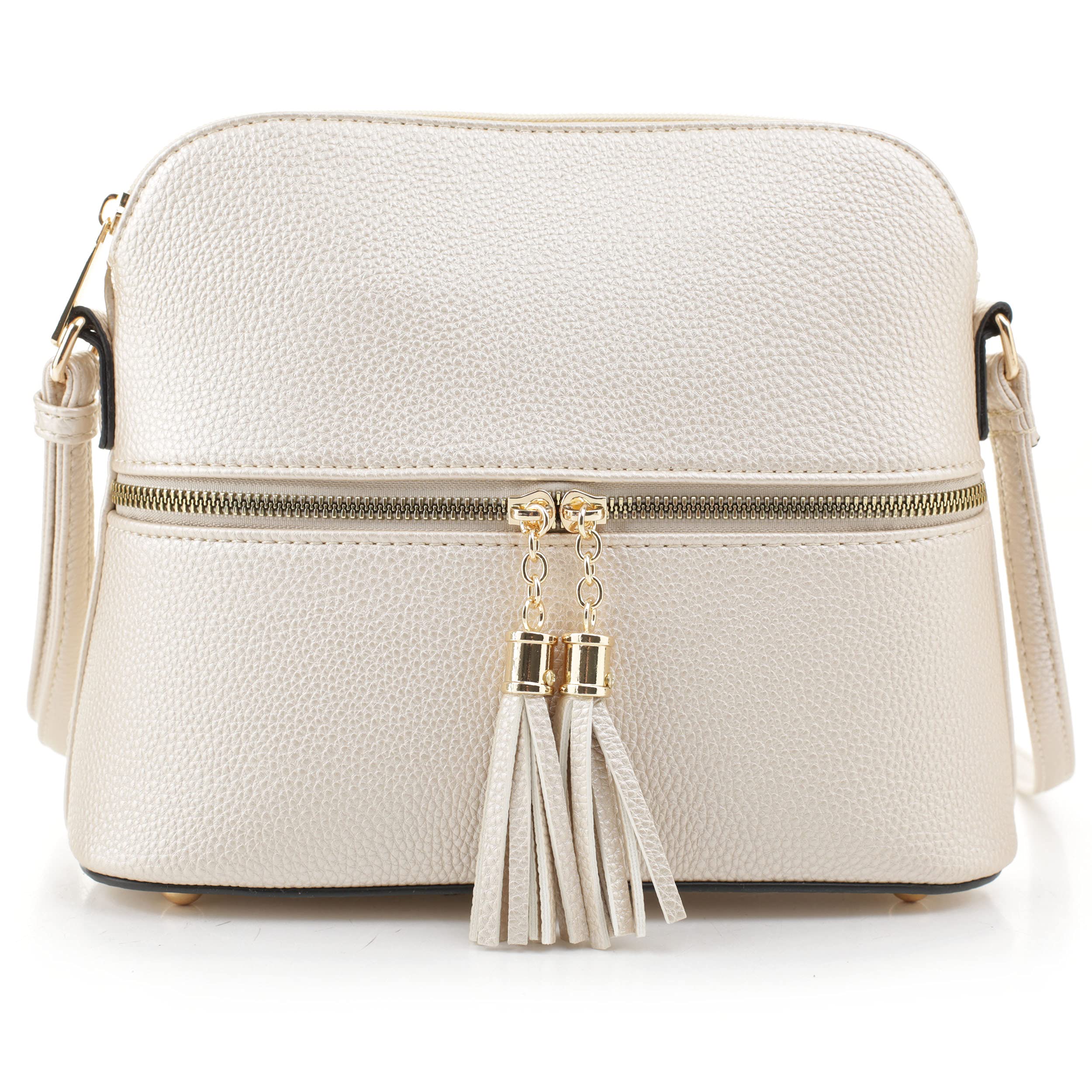 SG SUGU Lunar Lightweight Medium Dome Crossbody Bag Shoulder Bag with Tassel | Zipper Pocket | Adjustable Strap