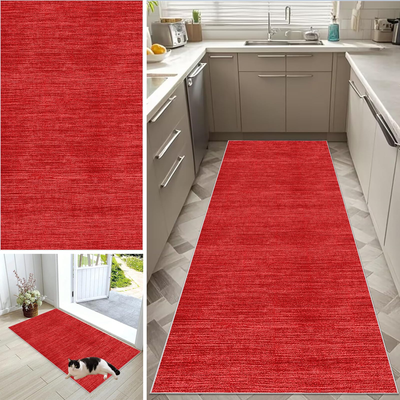 CXUEHNL Hallway Runner Rug Long Hall Runner Kitchen Rug Non Slip Washable Corridor Rugs Absorbent Floor Mat 60 x 90 cm Heavy Duty Narrow Carpet Runner for Kitchen Hallways Entryway Laundry Room — image 1