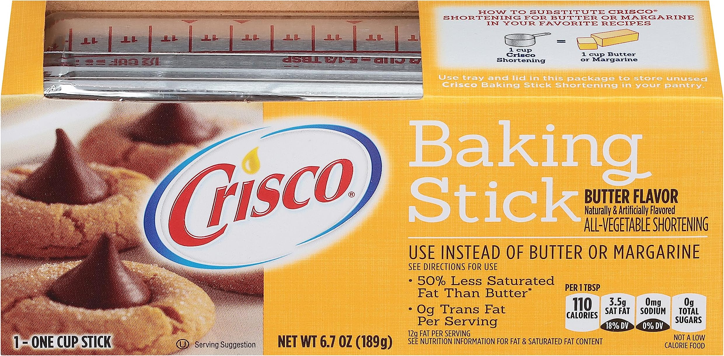 Crisco Butter Flavor All-Vegetable Shortening Sticks, 6.7 Ounce