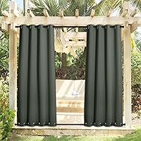 Vista 26 de NICETOWN Cortinas grises para exteriores para patio, impermeables, 2 paneles, resistentes al viento, a prueba de óxido, ojales superiores e