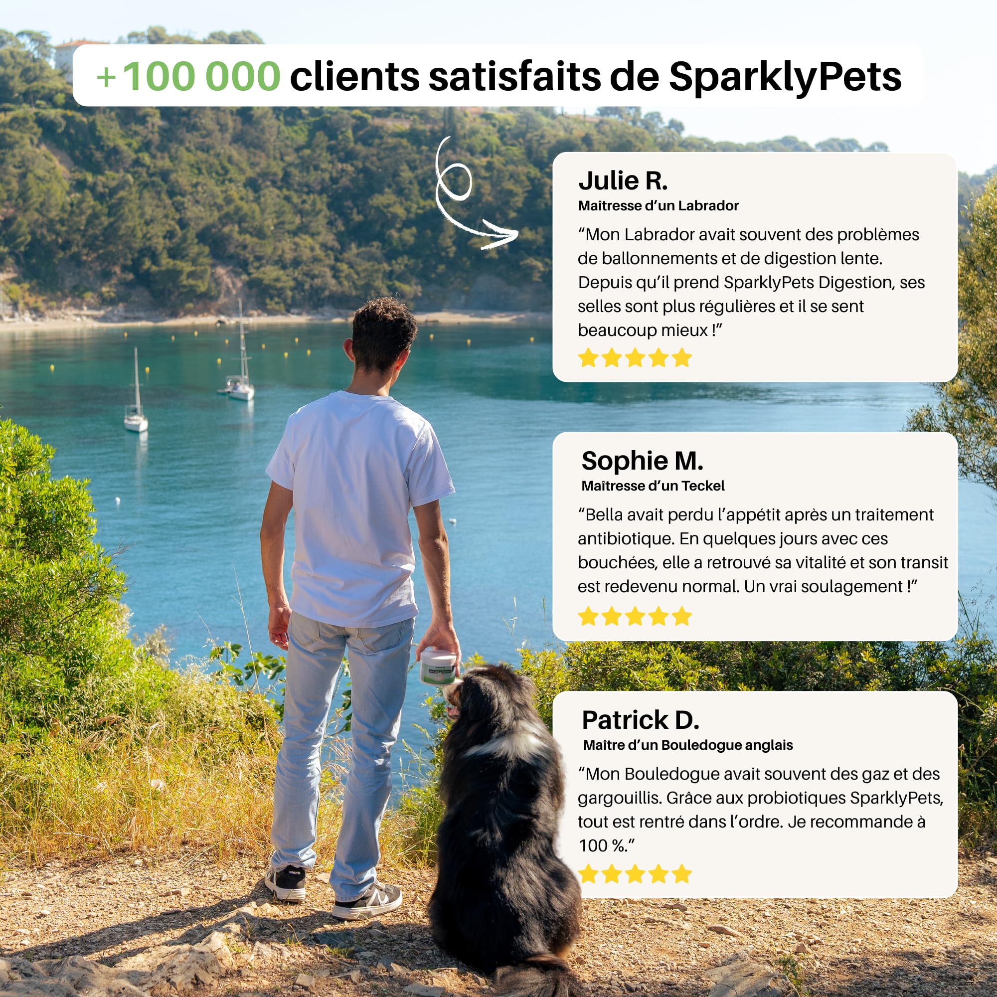 SparklyPets - Probiotics - Digestion - Complément Alimentaire pour Chien - Confort Digestif et Flore Intestinale - Prébiotique et Probiotique Chien - 90 Unités, 270g, Goût Poulet