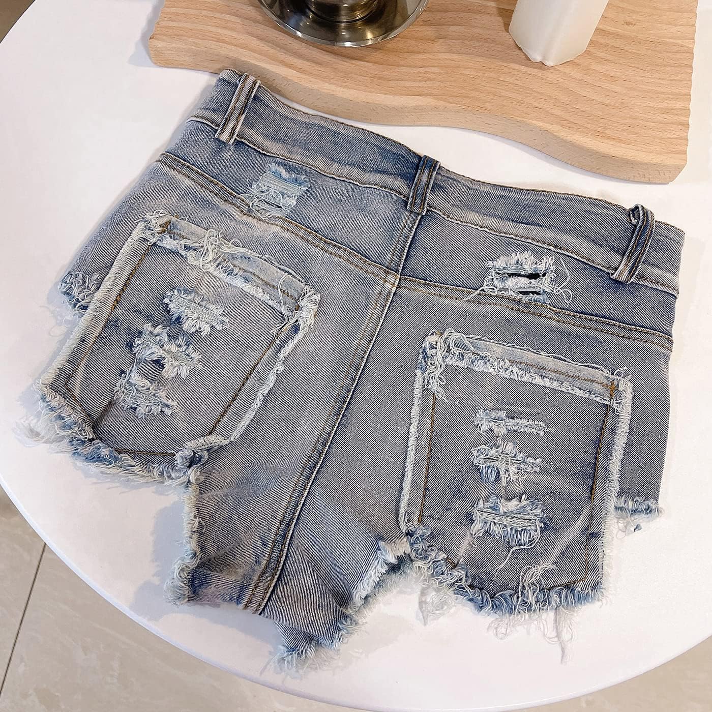 Women's Sexy High Waisted Stretch Mini Denim Shorts Hot Pants Clubwear - Image 6