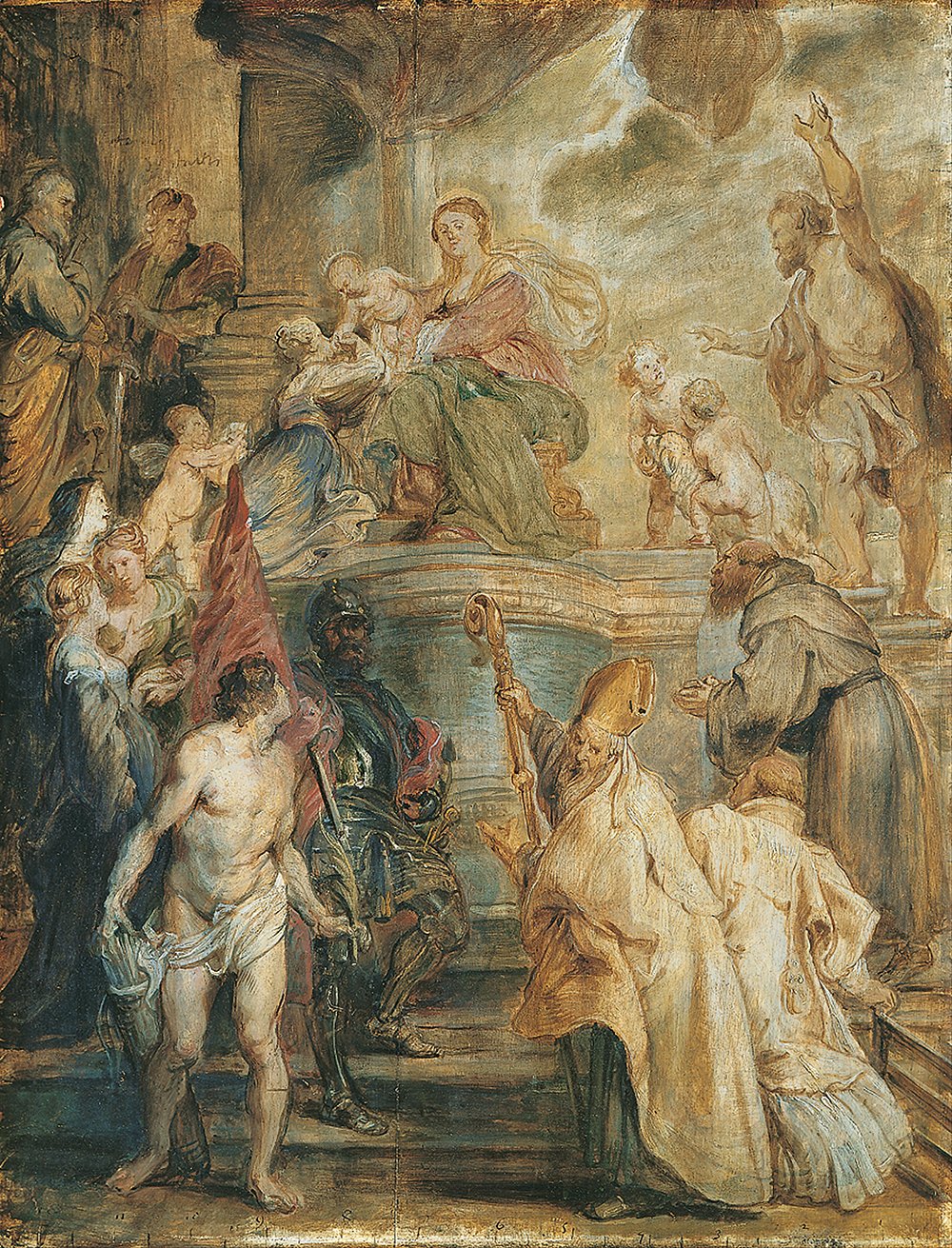 Tableau Rubens The Mystical Marriage of St Catherine grand format avec cadre marron