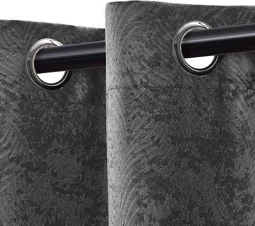 Miniatura 2 de Superior Cortinas opacas, detalles de ventana para oscurecer la habitación, bloqueo solar, térmicas, modernas ondas geométricas con ojales, juego de