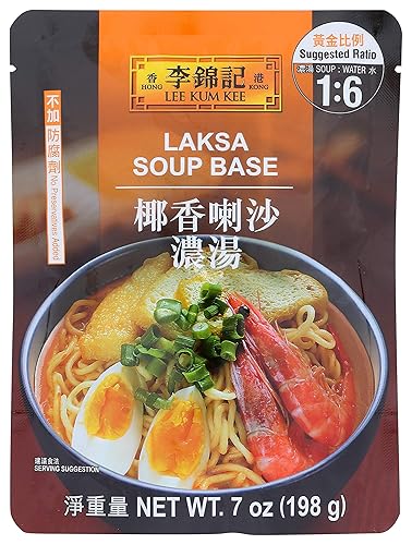 Lee Kum Kee Laksa - Base de sopa, 7 onzas, cero conservantes añadidos (paquete de 6)