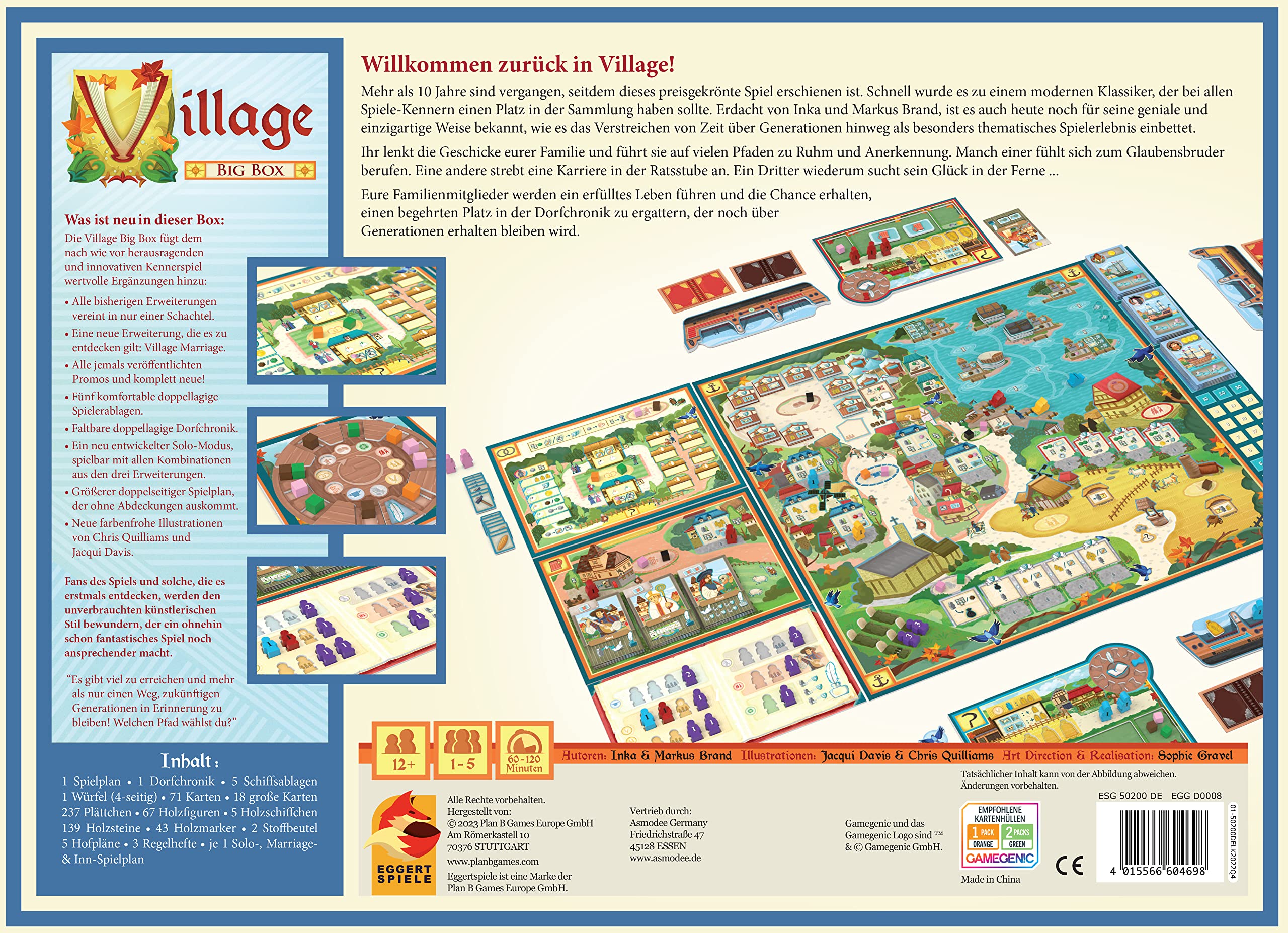 Eggertspiele, Village Big Box, Grundspiel + Erweiterungen, Kennerspiel, Brettspiel, 1-5 Spieler, Ab 12+ Jahren, 60-120 Minuten, Deutsch, Mehrfarbig, Bunt