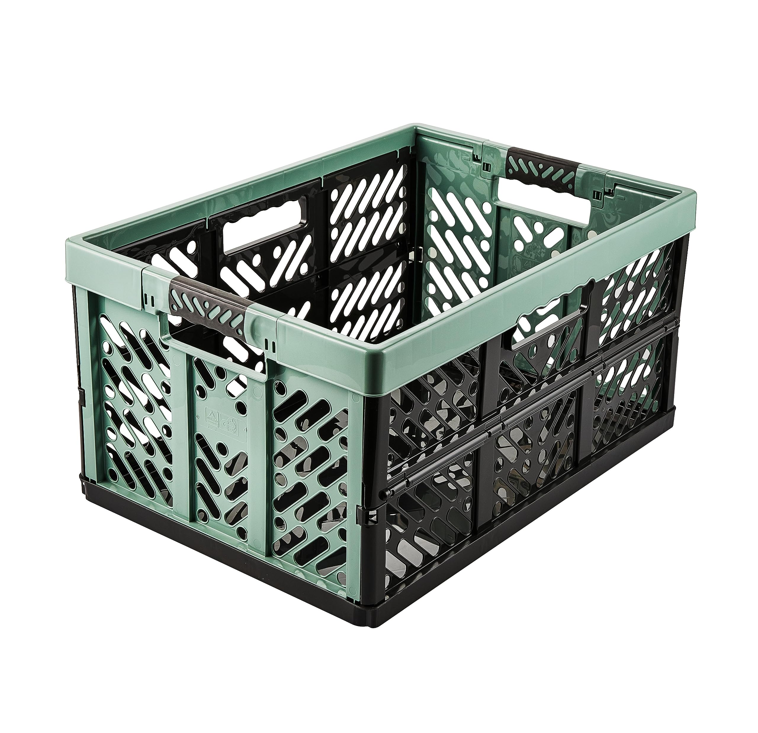 keeeper 2x Cajas plegables resistentes con asas suaves al tacto, 45 l, Ben, Verde nórdico