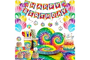 175-Pcs Tie Dye Birthday Decorations for Unforgettable Celebrations