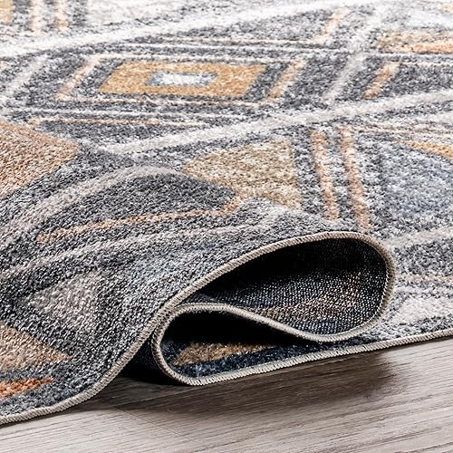 Miniatura 6 de nuLOOM Dolina Tribal Stripes - Alfombra decorativa lavable a máquina, 3 x 5, color azul