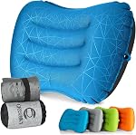 Camping Pillow with Removable Cover- Inflatable Pillow - Travel Pillows for Backpacking & Airplane, Lumbar Support Blow Up Pillow Washable Pillowcase, Compressible, Comfortable Pillows(w/Cover)