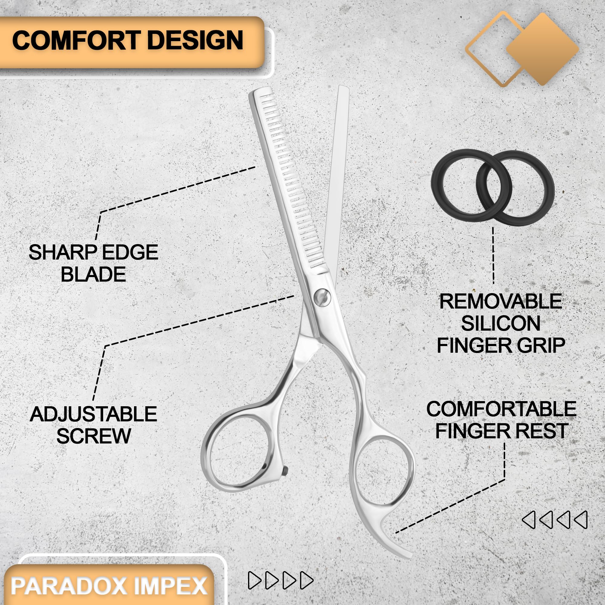 Tijeras profesionales para adelgazar el cabello, tijeras de corte de cabello de acero inoxidable de 6.5 pulgadas, tijeras de adelgazamiento de uso doméstico y de salón vienen con una elegante bolsa de 5