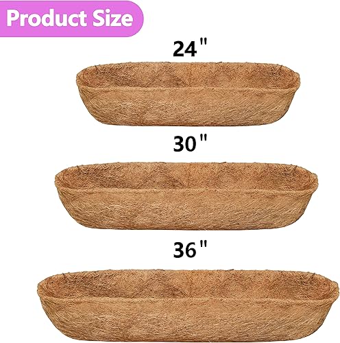 Miniatura 2 de TigeJoy 2 forros de fibra de coco de 24 pulgadas, repuesto de fibra de coco 100% natural gruesa para ventanas, cubiertas, macetas, flores