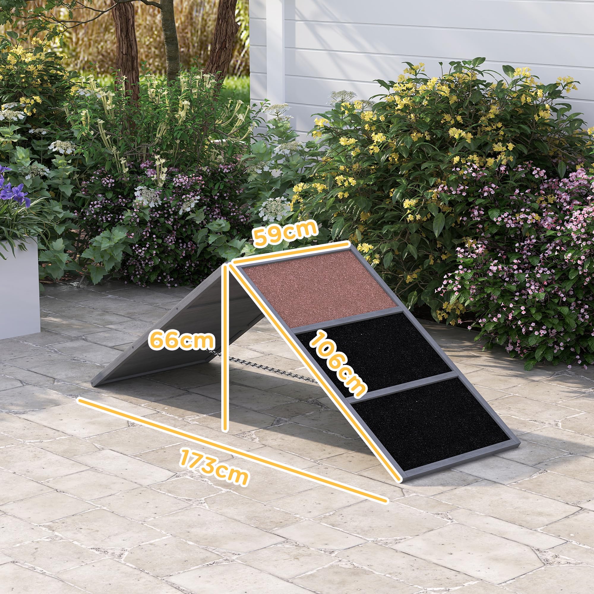 PawHut Rampe d'agilité pour Chien avec Surface antidérapante, équipement d'agilité pour Chiens, Cadre en A, adapté à Toutes Races, pour Jardin ou Parc, Gris