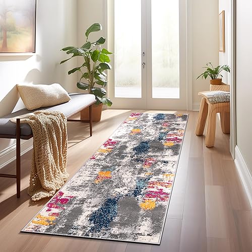 Miniatura 7 de Rugshop Cardiff - Alfombra abstracta contemporánea, resistente a las manchas, suave, 2 x 3 pies, multicolor