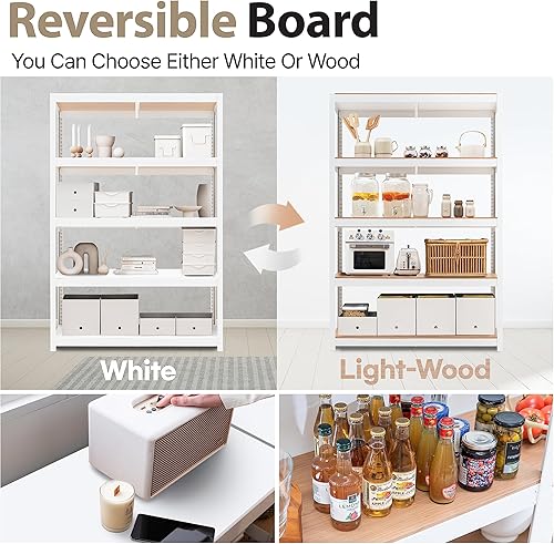 Miniatura 8 de HOMEDANT House Z-Beam - Estantería de almacenamiento de garaje resistente de 48 pulgadas de ancho, estantes de metal ajustables de 5 niveles,