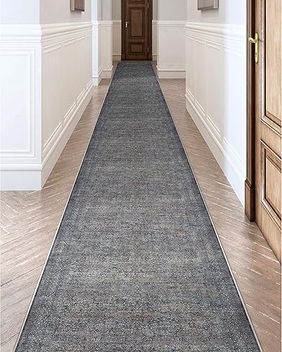 Well Woven Alfombra de Pasillo y Escalera de Tamaño Personalizado - Elige Tu Longitud - Alfombra Pasillera Juliette de Tejido Plano Oriental Azul 27