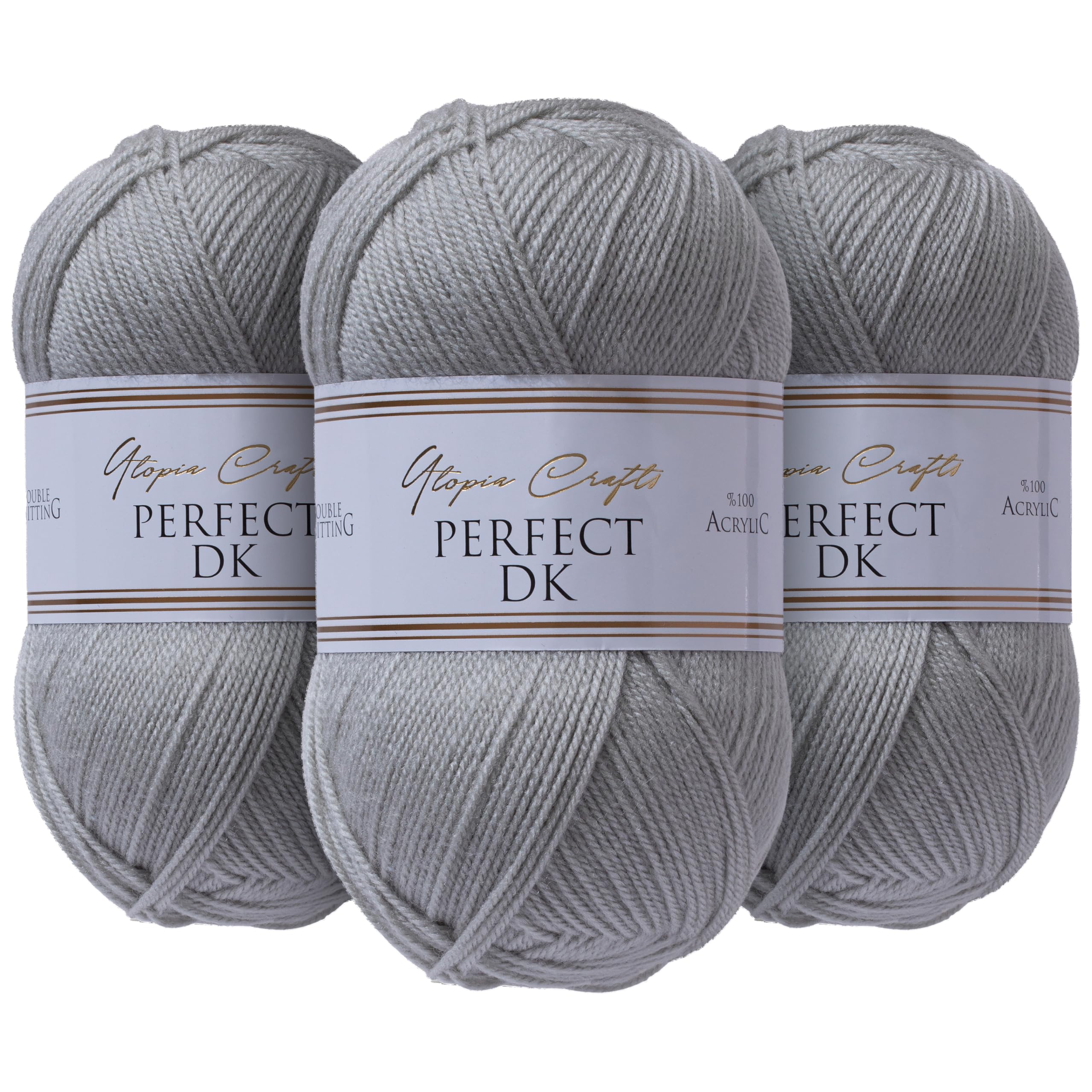 Utopia Crafts DK Double Knitting Yarn 3X 100g (Grey)