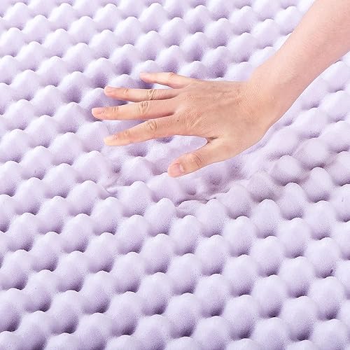 Miniatura 4 de Best Price Mattress - Cubrecolchón de espuma viscoelástica, con diseño de huevera, de 1.5 pulgadas, con infusión calmante de lavanda, tamaño